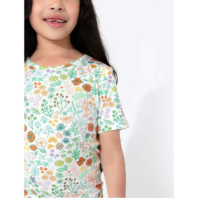 Summer Floral Bamboo Kids Pajama Short Set, Florals - Pajamas - 4