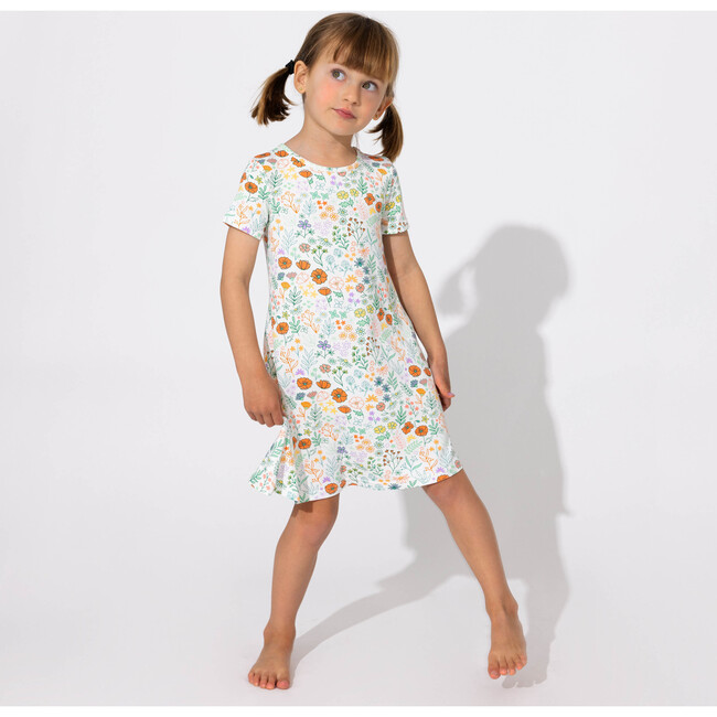 Summer Floral Bamboo Girls' Short Sleeve Dress, Florals - Dresses - 3