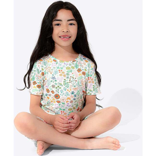 Summer Floral Bamboo Kids Pajama Short Set, Florals - Pajamas - 5