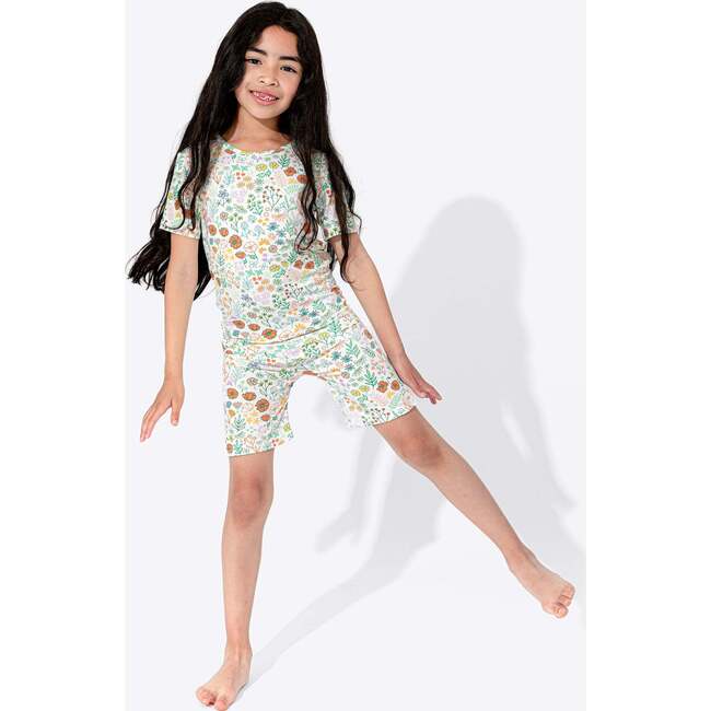 Summer Floral Bamboo Kids Pajama Short Set, Florals - Pajamas - 6