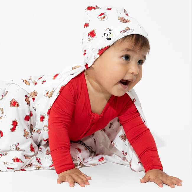 Sugar Cookies Bamboo Swaddle & Beanie Set, White - Swaddles - 3