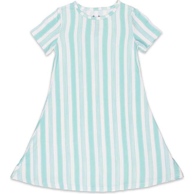 Slumber Stripes Bamboo Girls' Short Sleeve Dress, Stripes