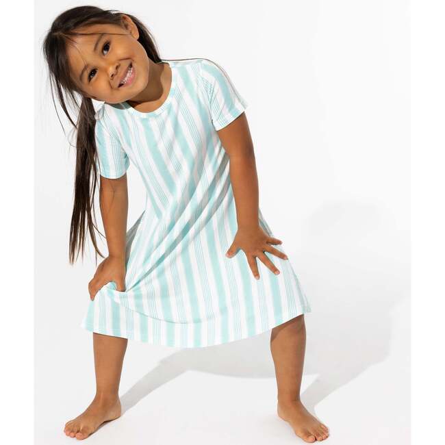 Slumber Stripes Bamboo Girls' Short Sleeve Dress, Stripes - Dresses - 2