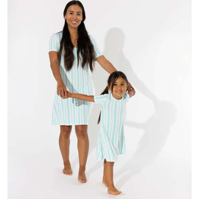 Slumber Stripes Bamboo Girls' Short Sleeve Dress, Stripes - Dresses - 3