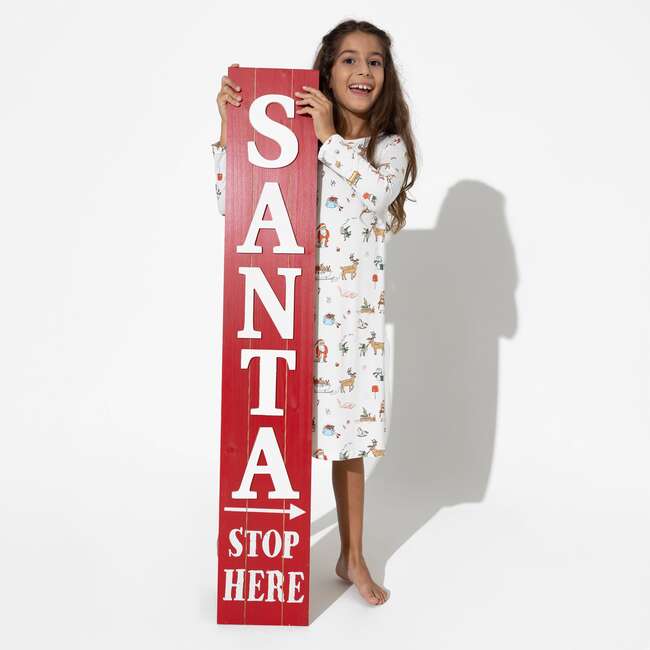 Santa's Workshop Bamboo Girls' Long Sleeve Dress, White - Dresses - 2