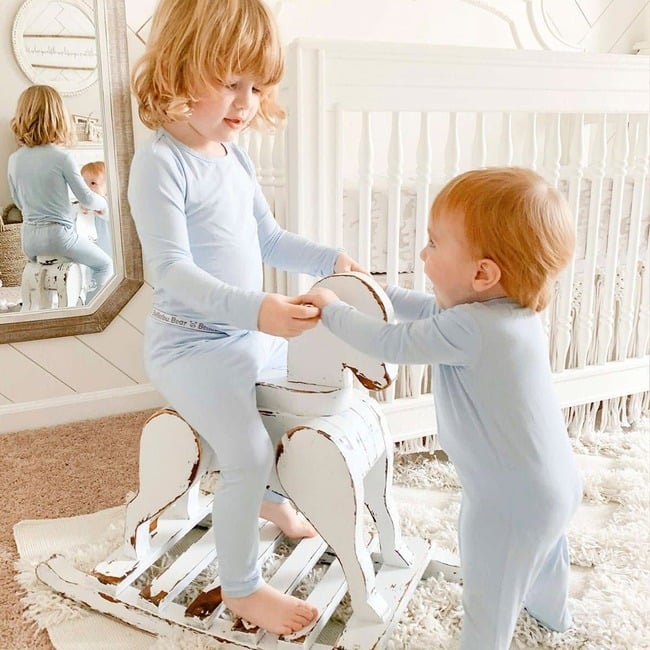 Sky Blue Bamboo Convertible Footie, Blue - Footie Pajamas - 3