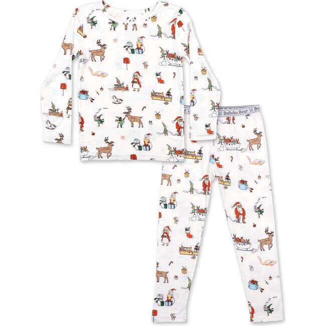 Santa's Workshop Bamboo Kids Pajamas, White