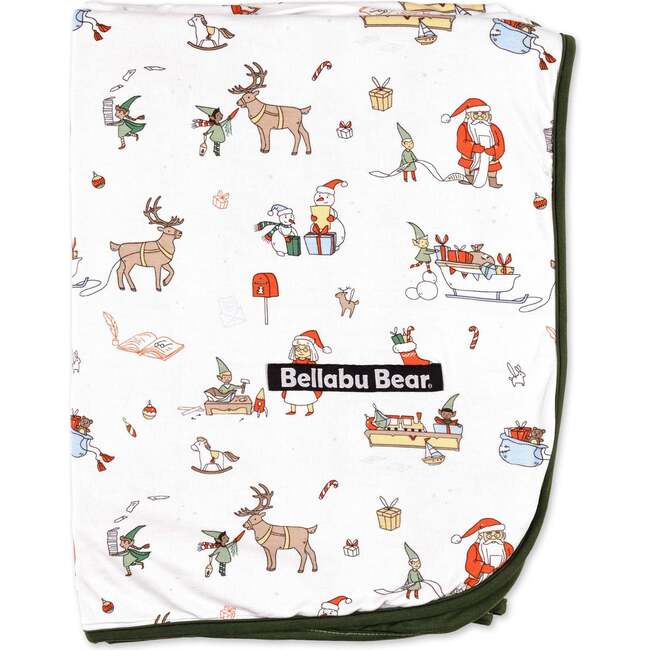 Santa's Workshop Bamboo Blanket, White