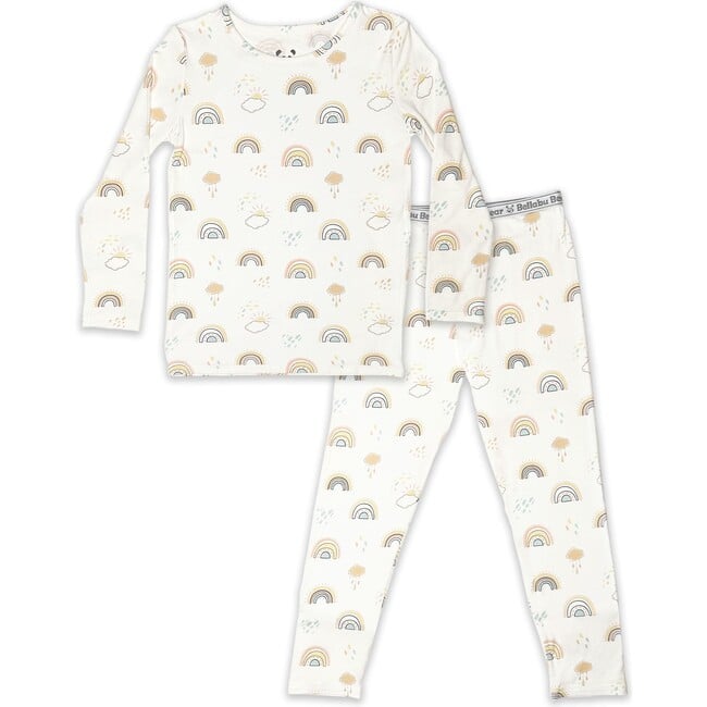 Rainbows Bamboo Kids Pajamas, White