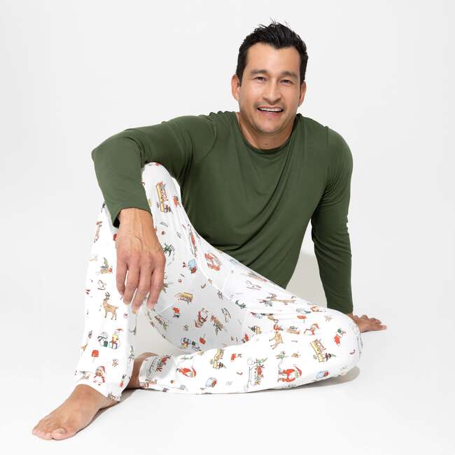 Santa's Workshop Bamboo Men's Pajama Set, White - Pajamas - 2