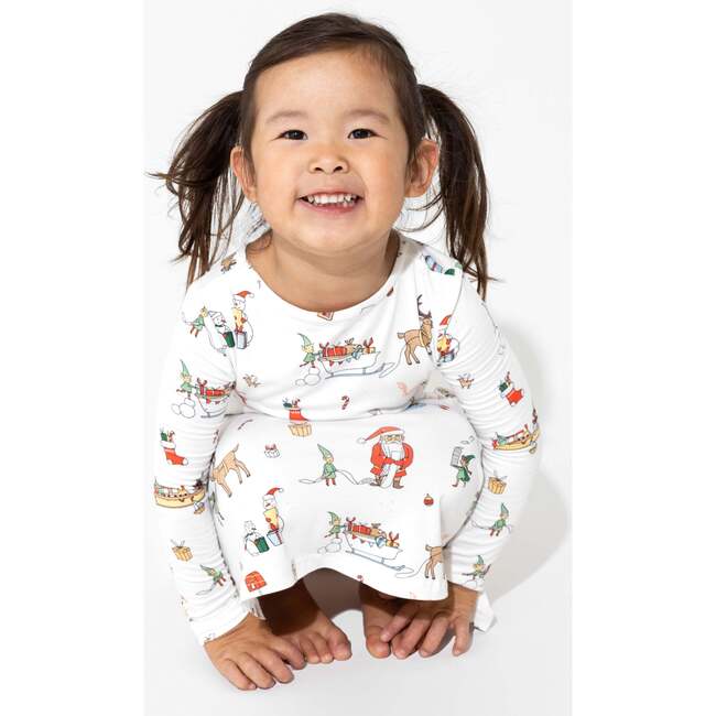 Santa's Workshop Bamboo Girls' Long Sleeve Dress, White - Dresses - 3