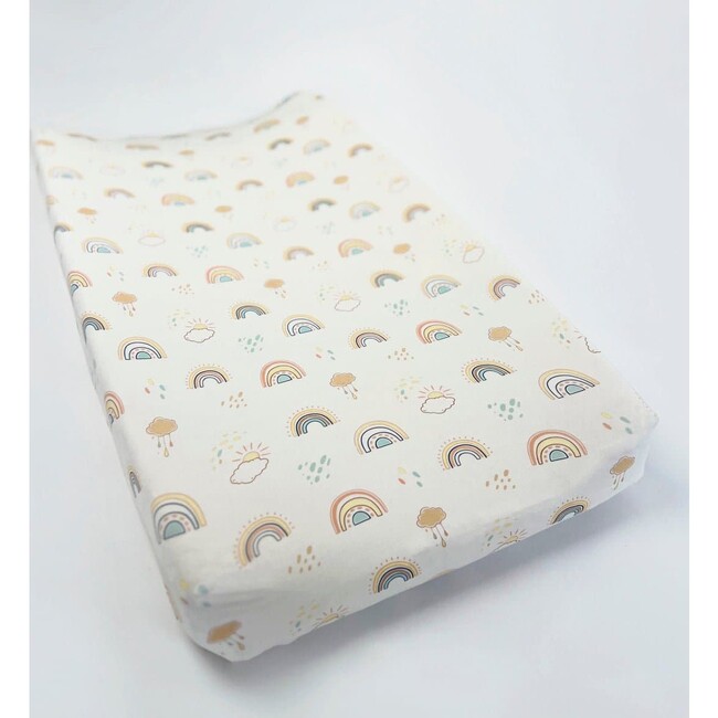 Rainbows Bamboo Changing Pad Cover, White