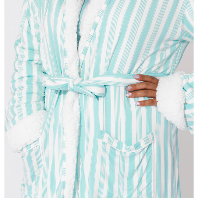 Slumber Stripes Bamboo Adult Sherpa Robe, Stripes - Robes - 3