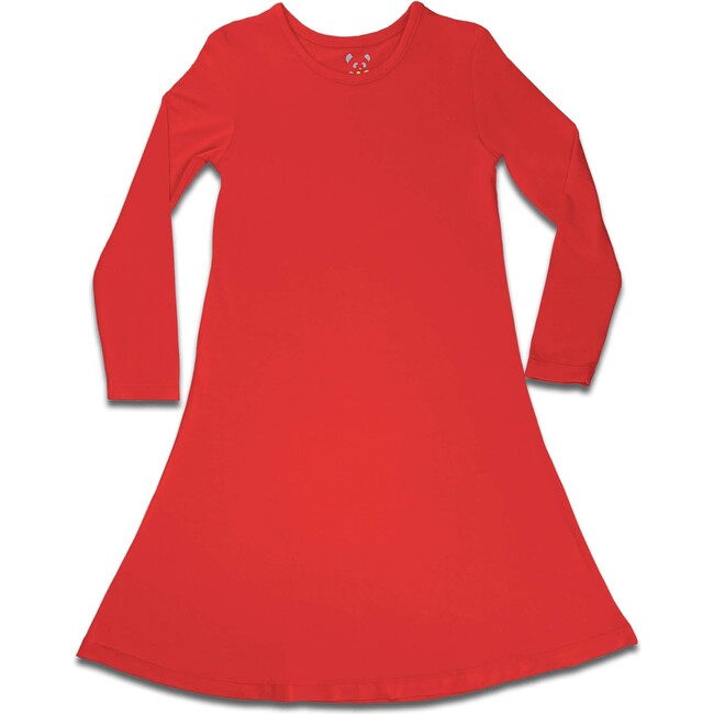 Winterberry Red Bamboo Girls' Long Sleeve Dress, Red