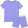 Poppin Purple Bamboo Kids Pajama Short Set, Purple - Pajamas - 1 - thumbnail