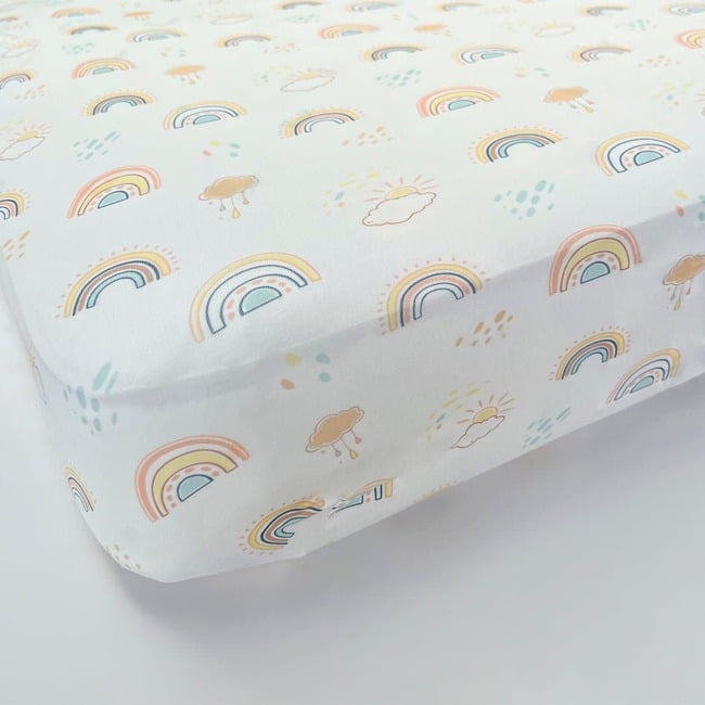 Rainbows Bamboo Changing Pad Cover, White - Changing Pads - 2