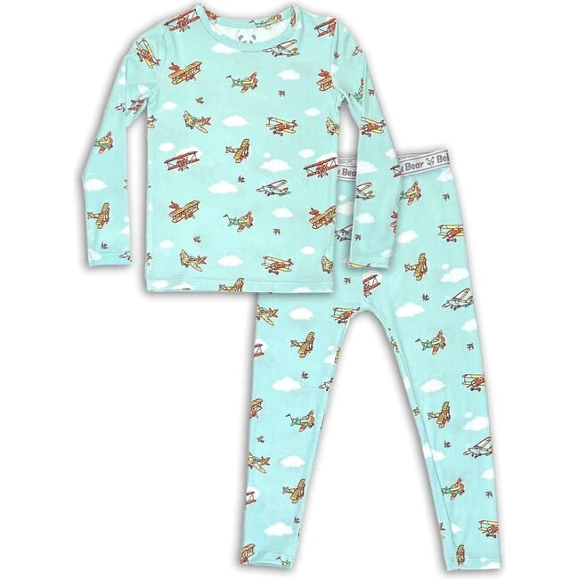 Vintage Airplanes Bamboo Kids Pajamas, Blue