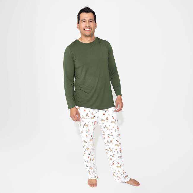 Santa's Workshop Bamboo Men's Pajama Set, White - Pajamas - 4