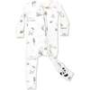 Winter Forest Animals Bamboo Convertible Footie, White - Footie Pajamas - 1 - thumbnail