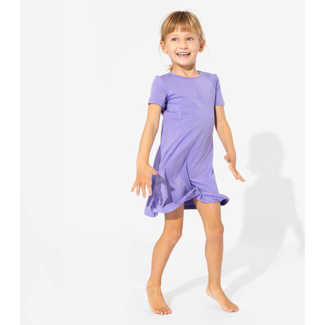 Poppin Purple Bamboo Girls' Short Sleeve Dress, Purple - Dresses - 3