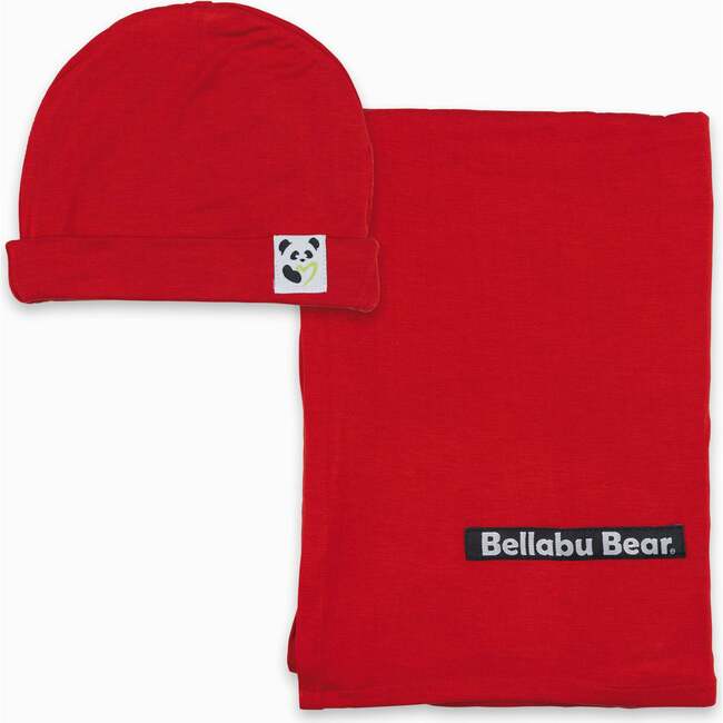 Winterberry Red Bamboo Swaddle & Beanie Set, Red