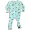 Vintage Airplanes Bamboo Convertible Footie, Blue - Footie Pajamas - 1 - thumbnail