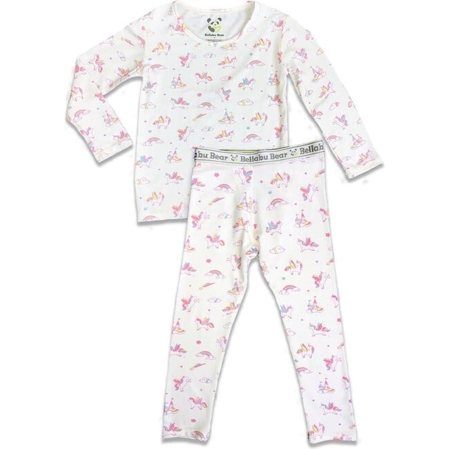 Unicorn Bamboo Kids Pajamas, White