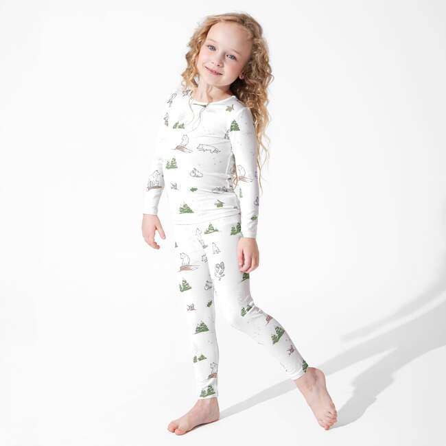 Winter Forest Animals Bamboo Kids Pajamas, White - Pajamas - 2