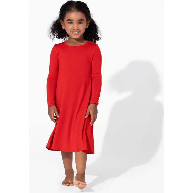 Winterberry Red Bamboo Girls' Long Sleeve Dress, Red - Dresses - 4