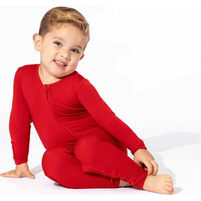 Winterberry Red Bamboo Convertible Footie, Red - Footie Pajamas - 3