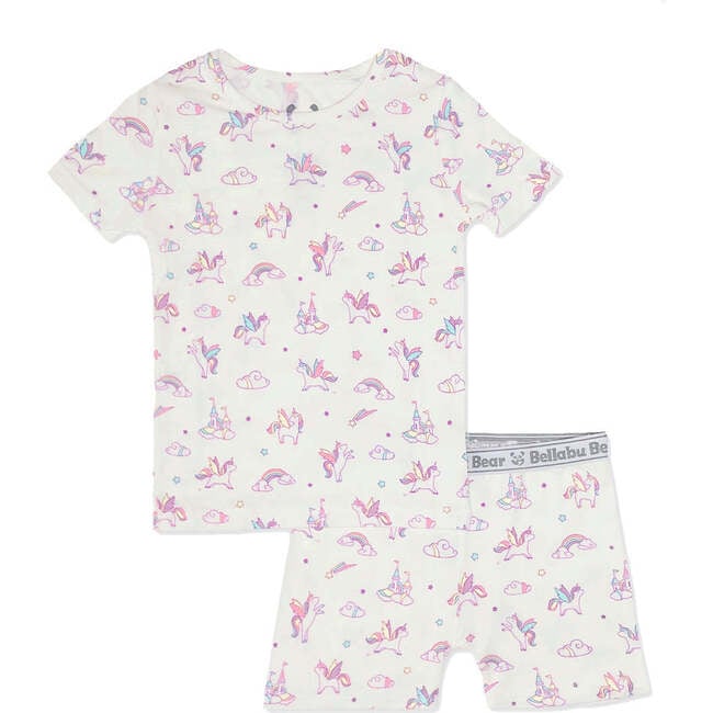 Unicorn Bamboo Kids Pajama Short Set, White