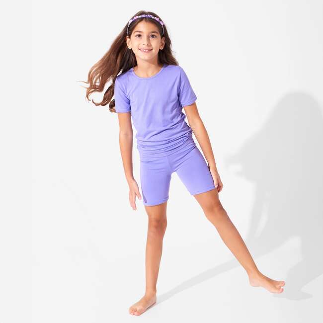 Poppin Purple Bamboo Kids Pajama Short Set, Purple - Pajamas - 3