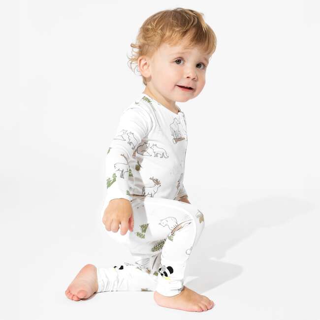 Winter Forest Animals Bamboo Convertible Footie, White - Footie Pajamas - 4