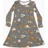 Trick or Treaters Bamboo Girls' Long Sleeve Dress, Grey - Dresses - 1 - thumbnail