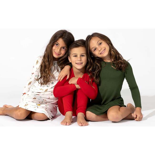 Winterberry Red Kids Bamboo Pajamas, Red - Pajamas - 5