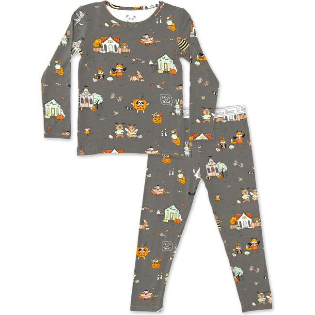 Trick or Treaters Bamboo Kids Pajamas, Grey