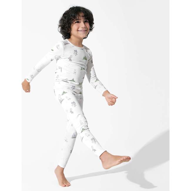 Winter Forest Animals Bamboo Kids Pajamas, White - Pajamas - 4