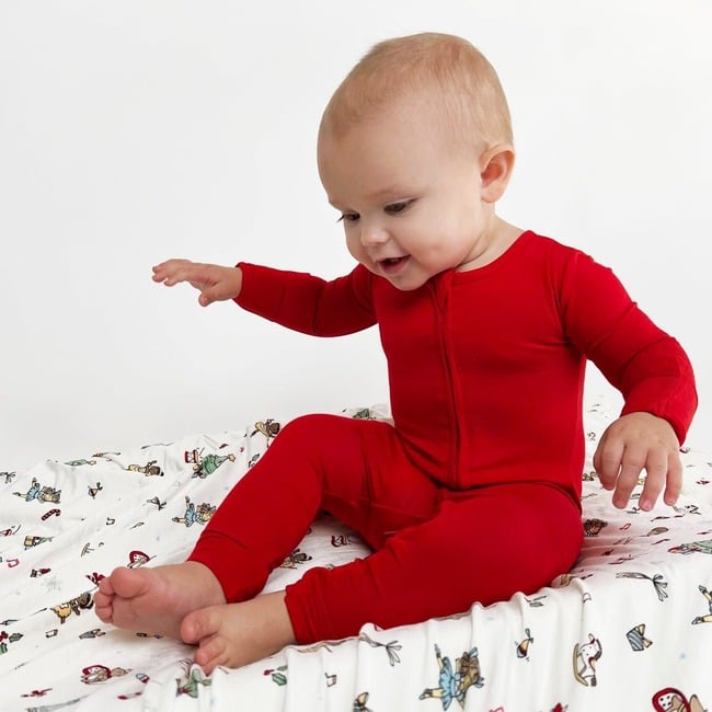 Winterberry Red Bamboo Convertible Footie, Red - Footie Pajamas - 6