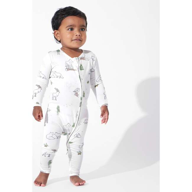 Winter Forest Animals Bamboo Convertible Footie, White - Footie Pajamas - 5