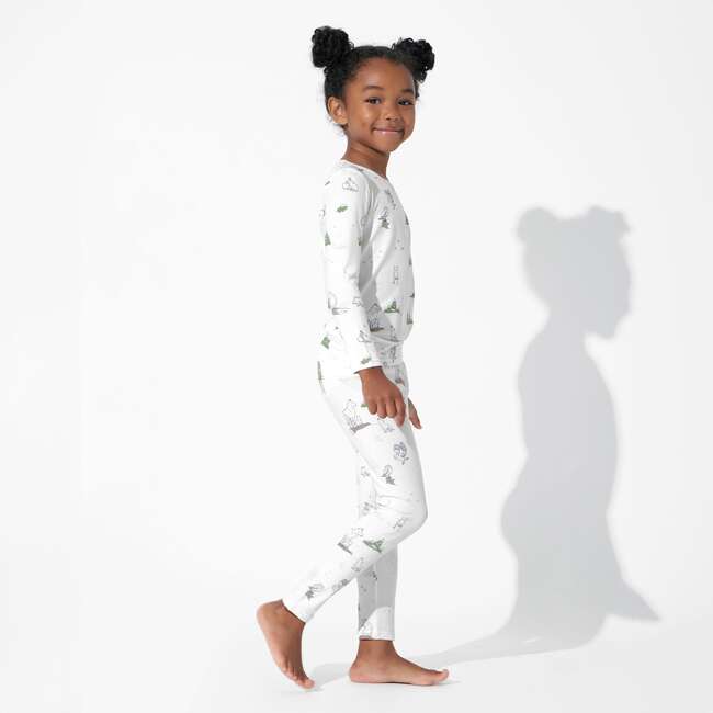 Winter Forest Animals Bamboo Kids Pajamas, White - Pajamas - 5