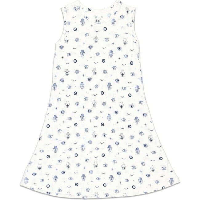 The Eye Bamboo Girls' Sleeveless Dress, White