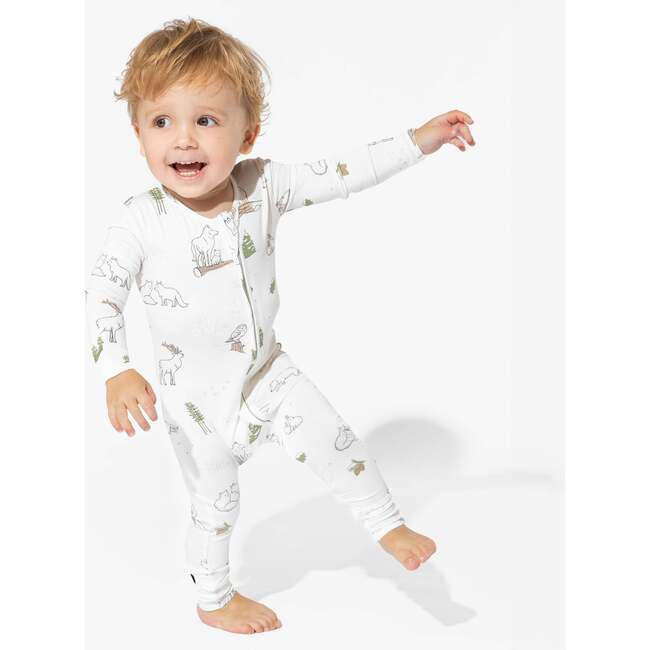 Winter Forest Animals Bamboo Convertible Footie, White - Footie Pajamas - 7