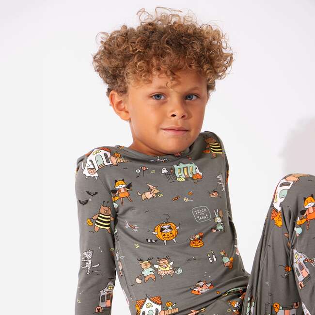 Trick or Treaters Bamboo Kids Pajamas, Grey - Pajamas - 2