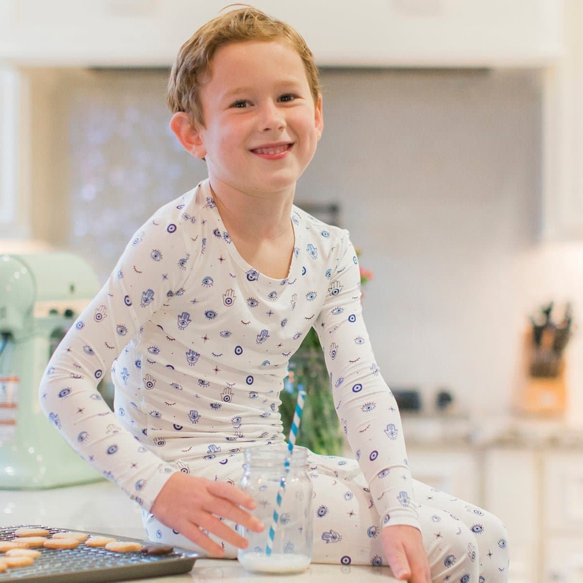 The Eye Bamboo Kids Pajamas, White - Bellabu Bear Sleepwear