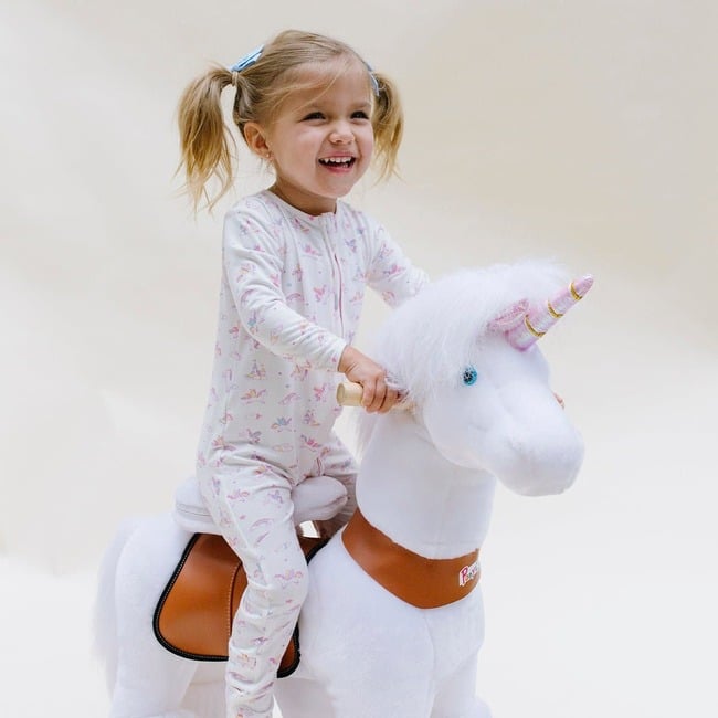 Unicorn Bamboo Convertible Footie, White - Footie Pajamas - 6