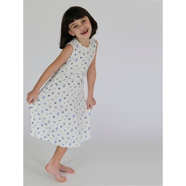 The Eye Bamboo Girls' Sleeveless Dress, White - Dresses - 6