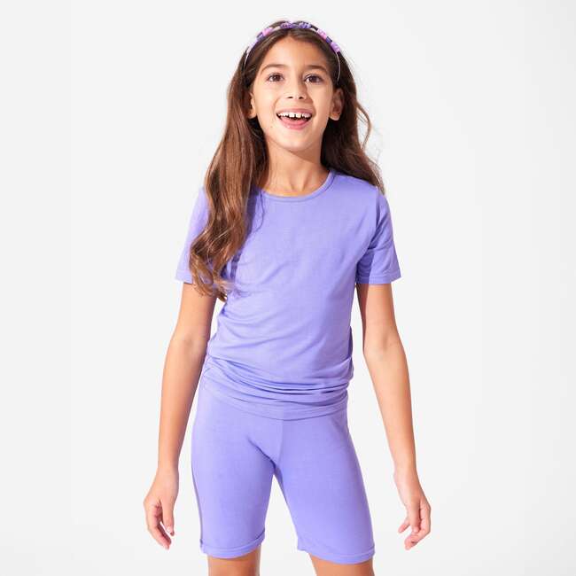 Poppin Purple Bamboo Kids Pajama Short Set, Purple - Pajamas - 6