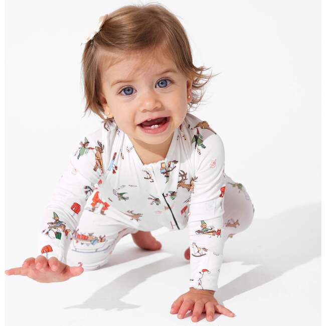 Santa's Workshop Bamboo Convertible Footie, White - Footie Pajamas - 7