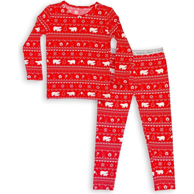 Polar Isle Red Bamboo Kids Pajamas, Red