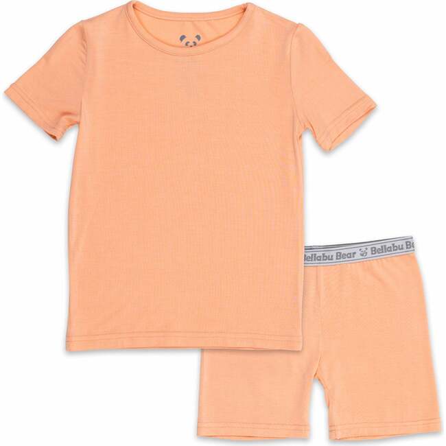 Peach Fuzz Bamboo Kids Pajama Short Set, Orange